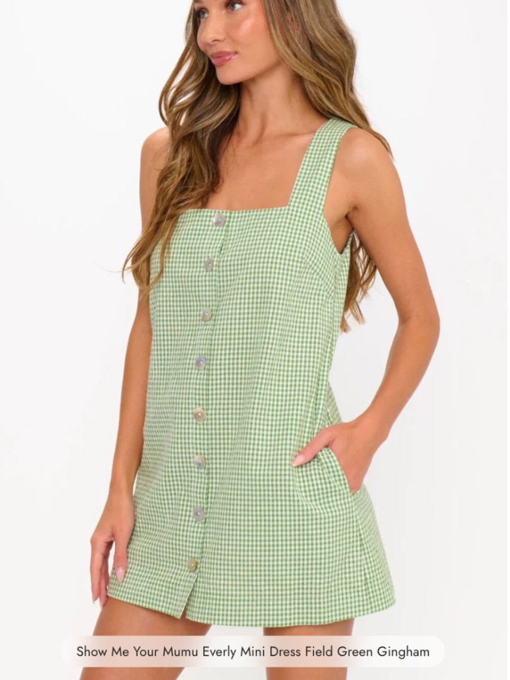 NWT!! Show me your Mumu Everly Mini Dress-Green Gingham